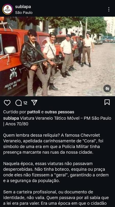 Publicação da subprefeitura da Lapa, em São Paulo, saudando a Polícia Militar durante a ditadura Publicação da subprefeitura da Lapa, em São Paulo, saudando a Polícia Militar durante a ditadura
