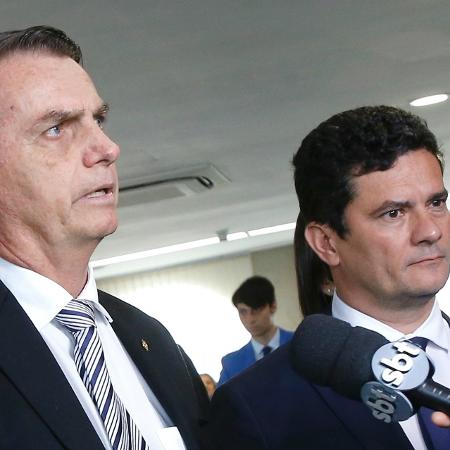 O presidente Jair Bolsonaro (PSL) e o ministro Sergio Moro em Brasília - Dida Sampaio/Estadão Conteúdo