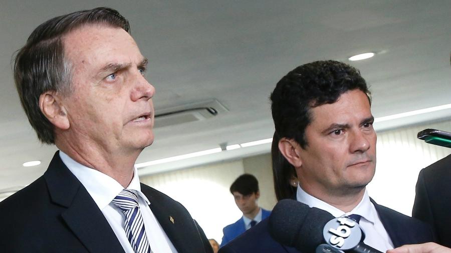 O presidente Jair Bolsonaro (PSL) e o ministro Sergio Moro em Brasília - Dida Sampaio/Estadão Conteúdo