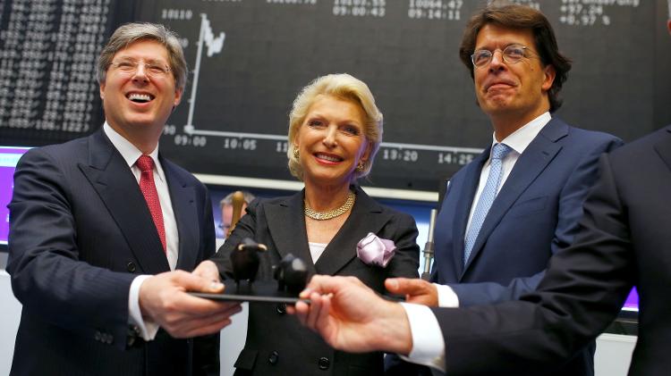 Oct 9, 2015 - Georg Schaeffler (left) and his mother, Maria-Elisabeth Schaeffler (center), during the IPO of the German group that bears the family's surname - Ralph Orlowski/Reuters - Ralph Orlowski/Reuters
