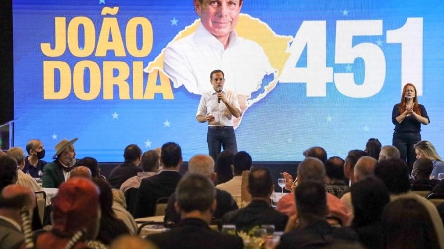 O governador João Doria (PSDB-SP) em último evento de champanha das prévias do partido, no Rio Grande do Sul - Luís Blanco / Equipe JD