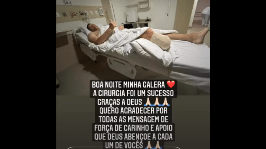 Ninão se recupera no Hospital Antônio Targino, em Campina Grande, após cirurgia para amputar a perna - Reprodução/Instagram