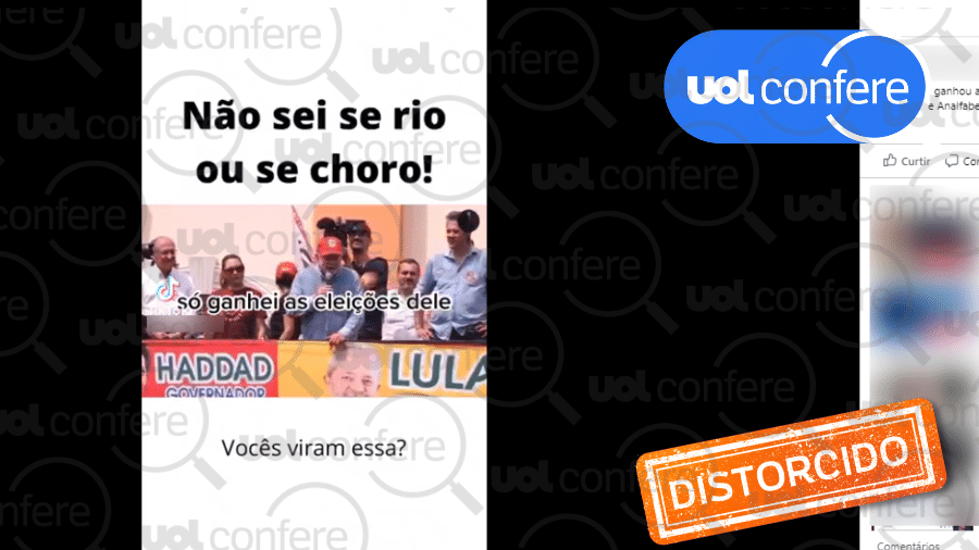 18.jan.2023 - O petista se referia a uma afirmação feita por Bolsonaro - Arte/UOL sobre Reprodução/Facebook