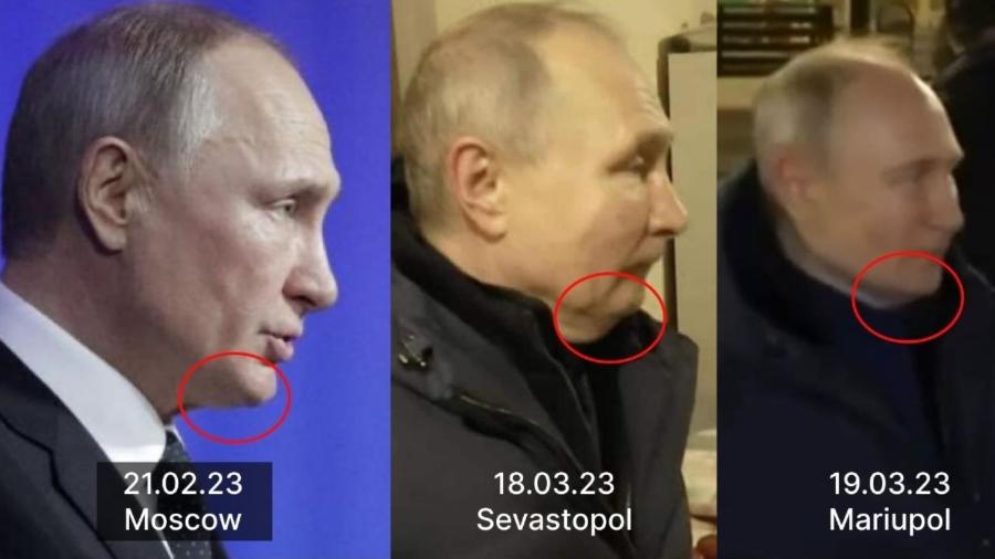 Autoridade ucraniana alega que Putin teria substitutos com base em fotos do presidente russo - Reprodução