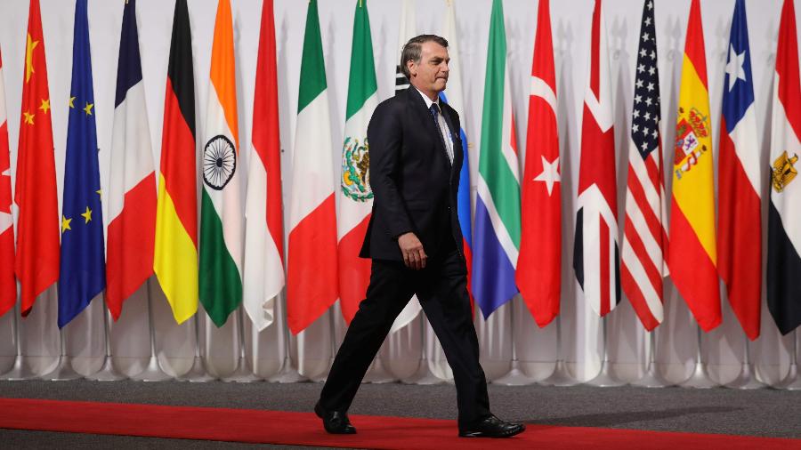 28.jun.2019 - Bolsonaro participa do G20 em Osaka, no Japão - Ludovic Marin/Pool/AFP