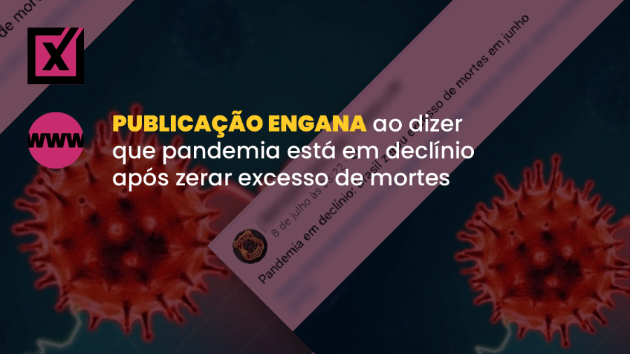 Texto do Notícias Brasil Online (NBO) compara óbitos de 2019 e 2020 com base no Portal da Transparência e diz que pandemia entrou em declínio - Arte/Comprova