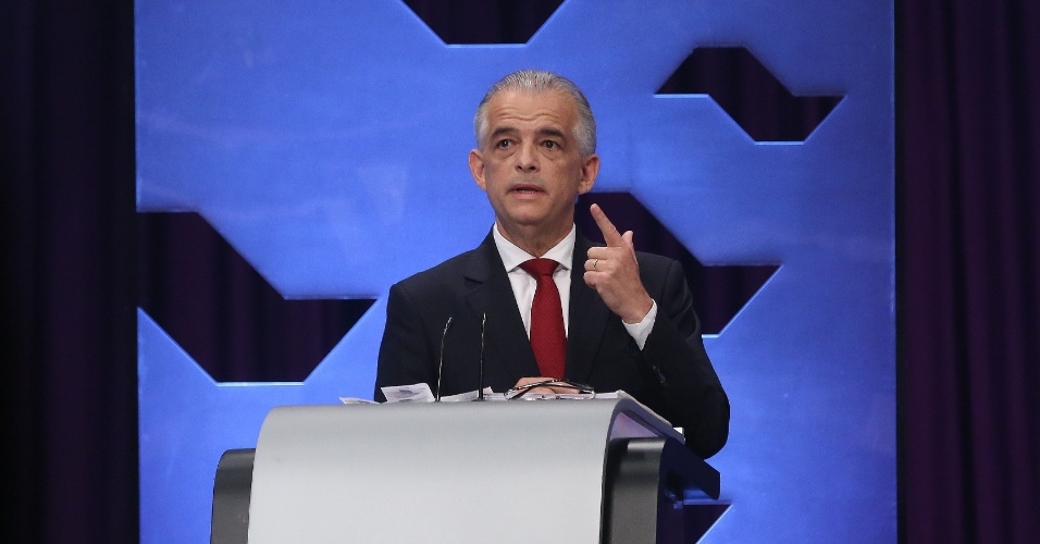 19.set.2018 - O candidato ao governo de SP, Marcio Franca (PSB), durante debate promovido pelo UOL, Folha de S. Paulo e SBT na sede da emissora