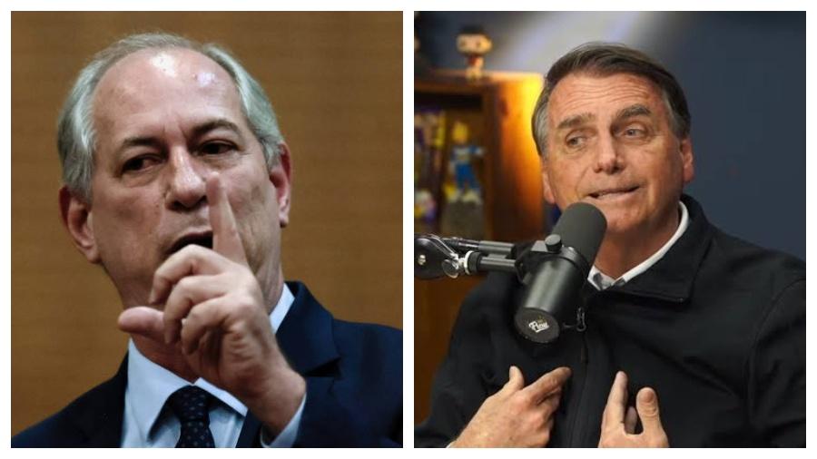 Ciro Gomes (PDT) e Jair Bolsonaro (PL) - Reprodução