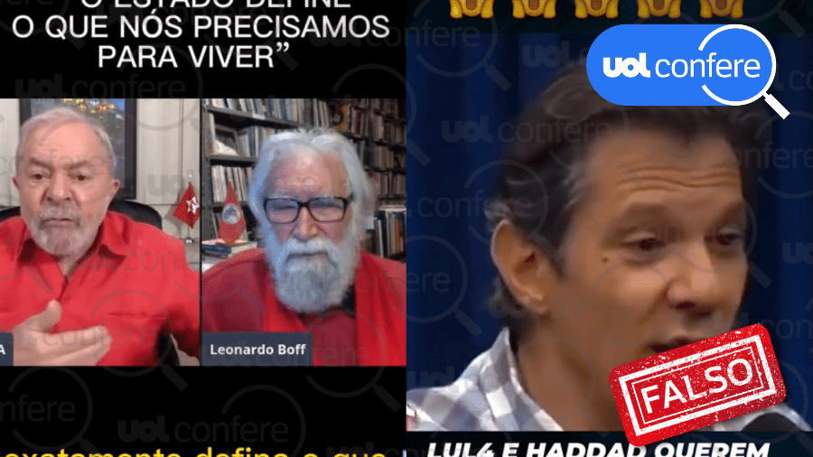 16.nov.2022 - Publicações distorcem falas de Lula e Haddad para parecer que eles teriam dito que o governo confiscará heranças - Arte/UOL sobre Reprodução