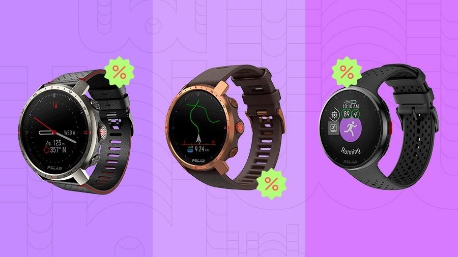 Smartwatches da Polar estão com cupons de desconto por tempo limitado na Amazon - Arte UOL/Divulgação