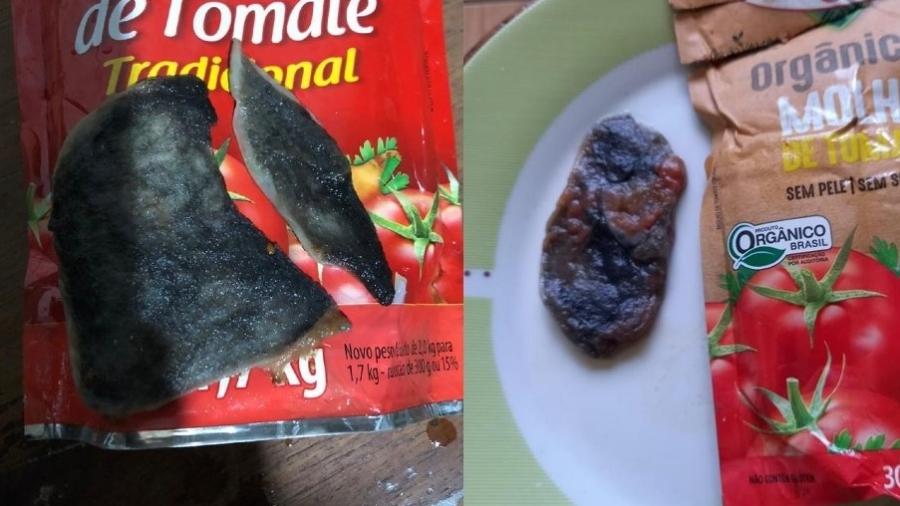 Imagens publicadas por consumidores basearam abertura de inquérito no Rio Grande do Sul sobre molhos de tomate da Fugini - Reprodução