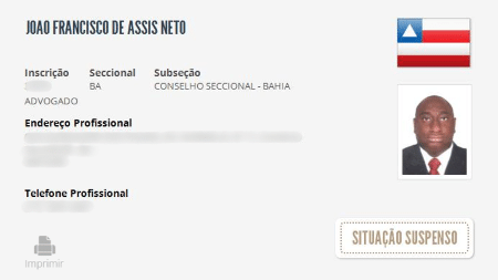 Registro suspenso do advogado João Neto Registro suspenso do advogado João Neto