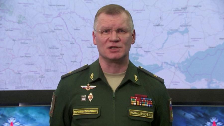 24.fev.2022 - Porta-voz do Ministério da Defesa russo, Igor Konashenkov - Russian Defence Ministry/Handout via Reuters
