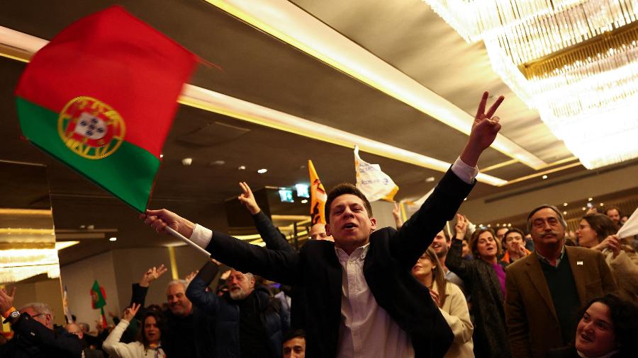 10 de março de 2024 - Apoiadores da Aliança Democrática reagem aos primeiros resultados das eleições em Portugal