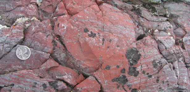 Rocha onde os microfósseis foram encontrados em Nuvvuagittuq, no Quebec, Canadá - Dominic Papineau