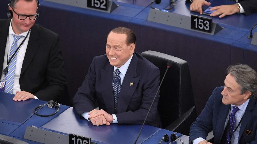 O ex-ministro italiano Silvio Berlusconi na sessão de posse do novo Parlamento Europeu - Frederick Florin/AFP