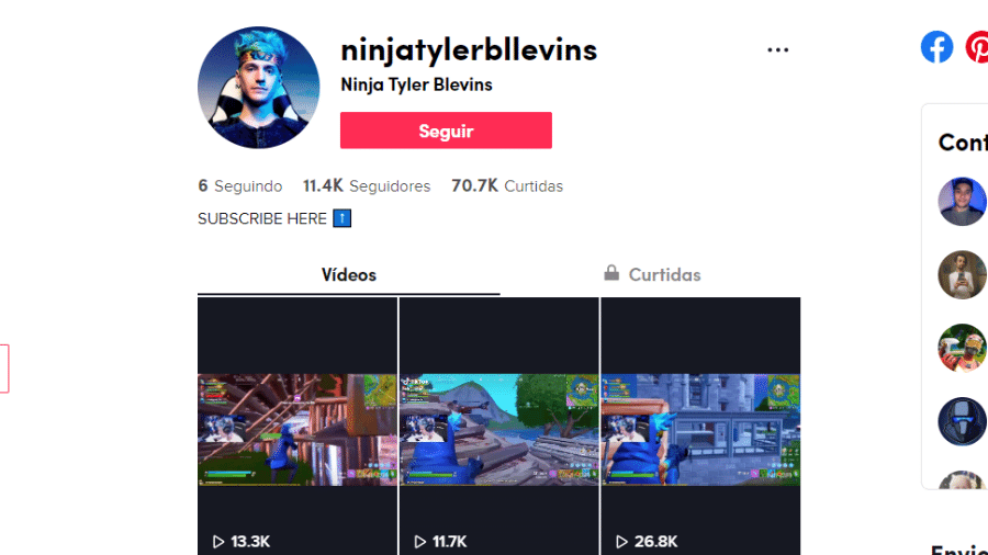 Tyler Blevins, astro do e-sports no Tiktok - Reprodução