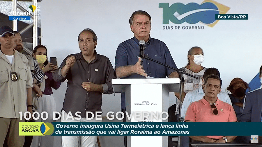 O presidente Jair Bolsonaro durante cerimônia em Boa Vista - Reprodução/TV Brasil