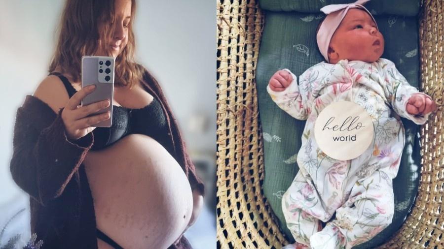 Helen Sellers grávida da pequena Celia, nascida com mais de 5 kg. - Reprodução/Instagram