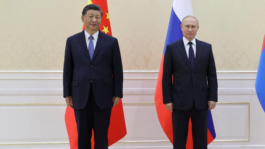 15.set.2022 - Vladimir Putin, presidente da Rússia, se reuniu com seu homólogo da China, Xi Jinping - Sputnik/Alexandr Demyanchuk/Pool via REUTERS