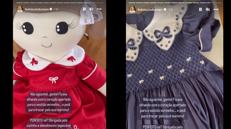12 de diciembre de 2022 - Heloisa Bolsonaro mostró el cambio en el vestido y la muñeca de su hija - reproducción / Instagram / Heloisa Bolsonaro - reproducción / Instagram / Heloisa Bolsonaro 
