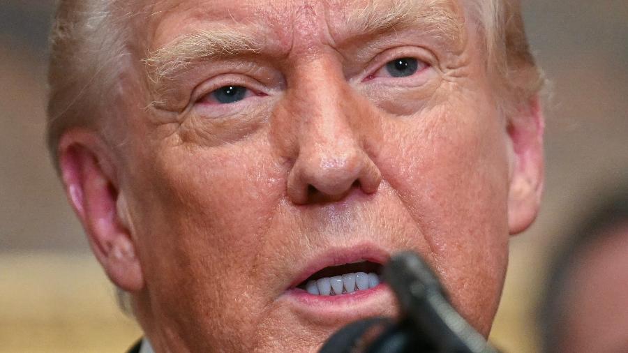 O presidente dos EUA Donald Trump discursa na Sala Roosevelt da Casa Branca em Washington