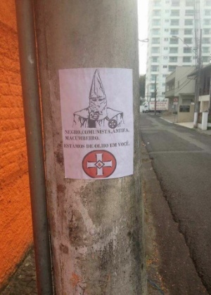 Cartaz mostra símbolo da Ku Klux Klan e faz ameaças ao advogado Marco Antonio André  - Reprodução/Facebook