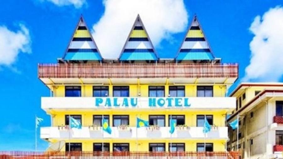 Palau Hotel  o mais antigo de Palau; a ilha est com as fronteiras fechadas desde maro para evitar a disseminao da covid-19 - Palau Hotel