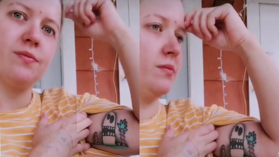 Moradora de Austin, no Texas (EUA), mostra tatuagem que fez achando que era do filho - Reprodução/ TikTok @th3victorygarden