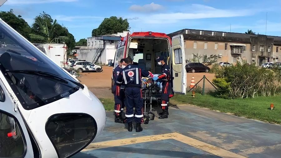 Menina ferida por disparo de arma de pressão em Piúma (ES) teve que ser transferida de helicóptero para hospital na capital, Vitória - Reprodução NOTAer/PMES