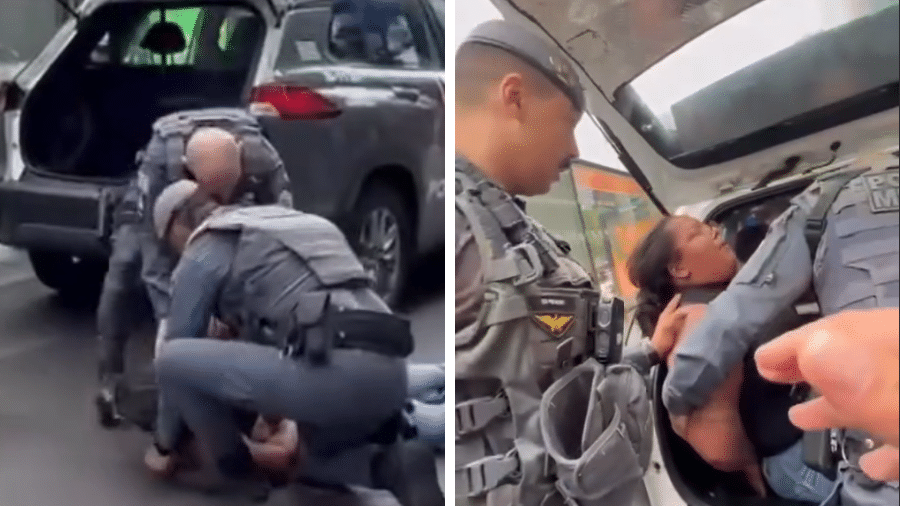 Momento que Jussara é imobilizada e levada pela polícia  - undefined