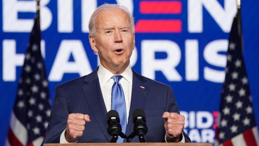 O candidato democrata a presidência dos Estados Unidos, Joe Biden, durante pronunciamento - KEVIN LAMARQUE/REUTERS