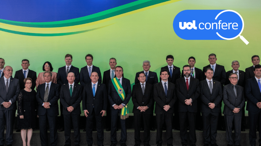 Na foto, ministros nomeados por Jair Bolsonaro (PL) em janeiro de 2019 - Arte/UOL sobre Reprodução/Flickr