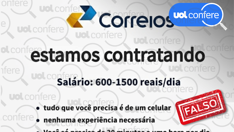 8.ago.2023 - Correios não anunciou vaga com salário de até R$ 1.500 por dia