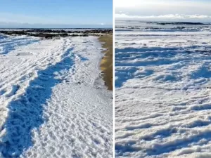 Vídeo mostra mar congelado na Terra do Fogo; região enfrenta frio extremo