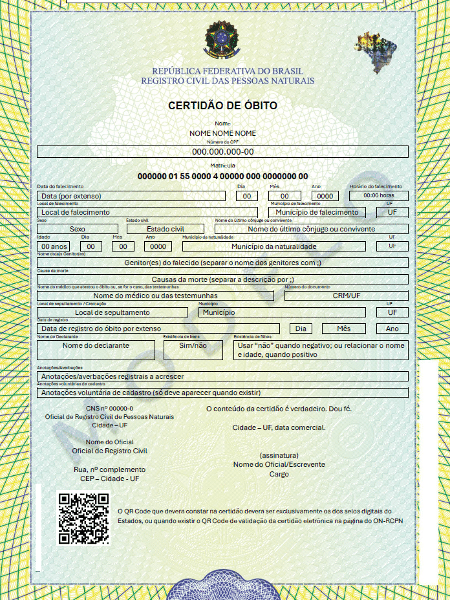 Novo modelo da certidão de óbito