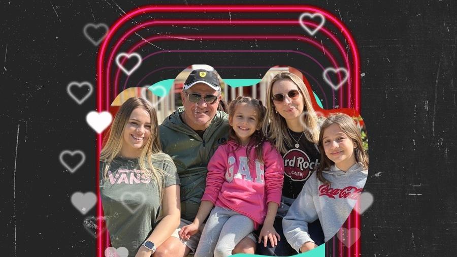 Fabio, Amanda e as três filhas: Gabriela, Helena e Sofia, que é a última à direita Fabio, Amanda e as três filhas: Gabriela, Helena e Sofia, que é a última à direita