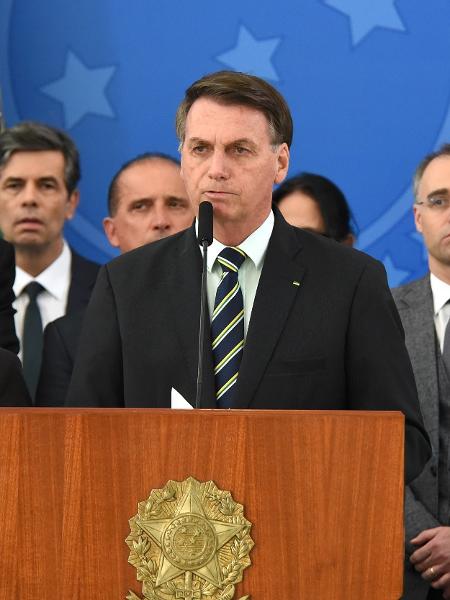 O presidente Jair Bolsonaro discursa após saída de Sergio Moro - CLÁUDIO REIS/FRAMEPHOTO/ESTADÃO CONTEÚDO