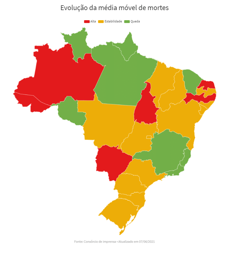 Mapa média móvel 7/6 - Arte UOL - Arte UOL