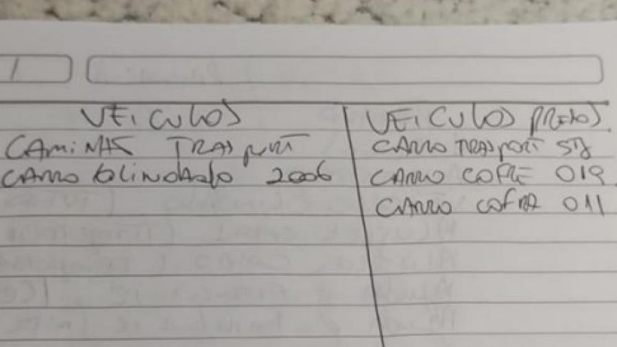 Caderno de anotações indica veículos e fuzis que seriam usados no atentado contra Sergio Moro, diz PF - Reprodução