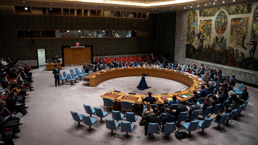 14.abr.2024 - Reunião do Conselho de Segurança da ONU sobre o conflito entre Irã e Israel
