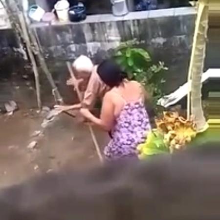 Reprodução de vídeo que mostra mulher agredindo a mãe idosa em Natal - Reprodução