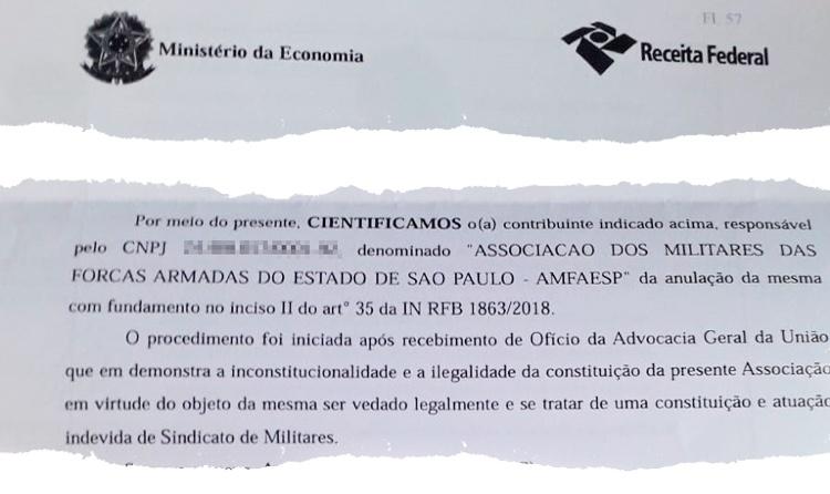 Receita anula CNPJ de associação de militares - Arte/UOL - Arte/UOL