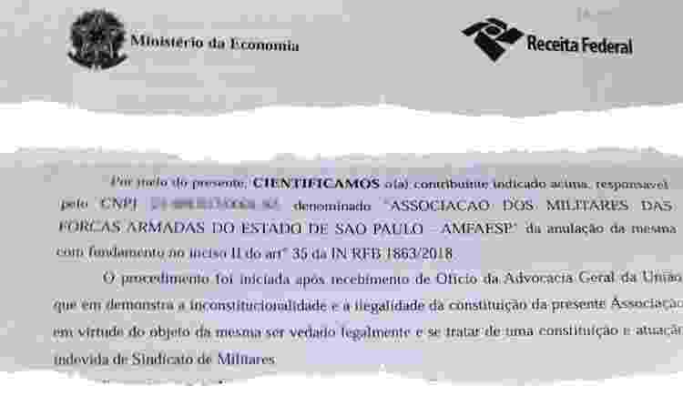 Receita anula CNPJ de associação de militares - Arte/UOL - Arte/UOL