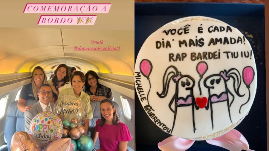 Michelle Bolsonaro comemorou o aniversário de 40 anos ao lado de Damares Alves, ministra do Ministério da Mulher, da Família e dos Direitos Humanos  - Reprodução/Instagram/@michellebolsonaro