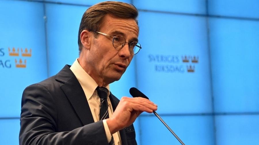 Ulf Kristersson, líder do partido moderado, foi eleito primeiro-ministro da Suécia - Jonathan Nackstrand/AFP
