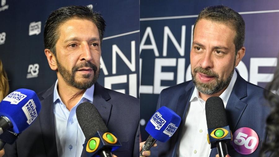 Ricardo Nunes (à esquerda) e Guilherme Boulos antes de debate da Band