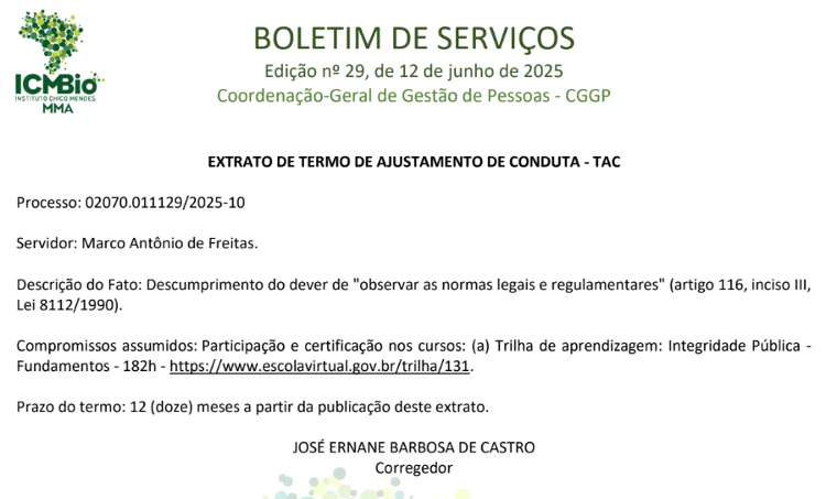 Termo de ajustamento de conduta do ICMBio Termo de ajustamento de conduta do ICMBio