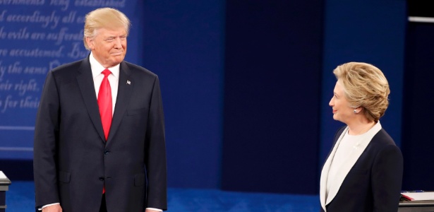 Os candidatos Donald Trump e Hillary Clinton durante debate - Lucy Nicholson/Reuters