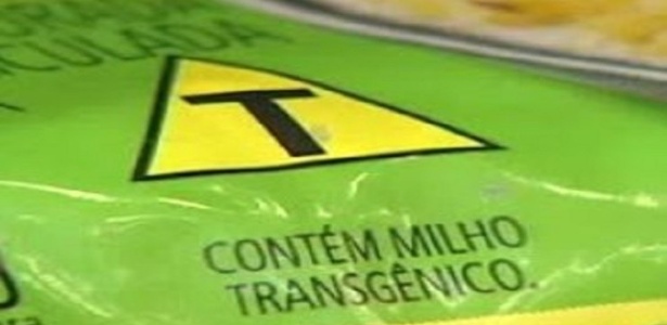 O triângulo amarelo com o T alertando para o componente transgênico pode ser retirado das embalagens com a aprovação do Projeto de Lei em trâmite no Senado - Reprodução